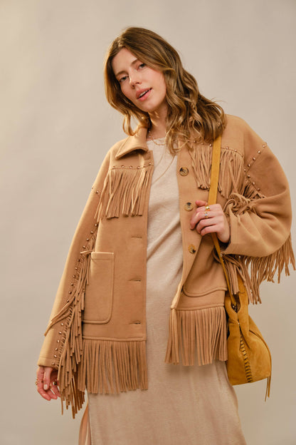 Brushed Fringe Stud Jacket