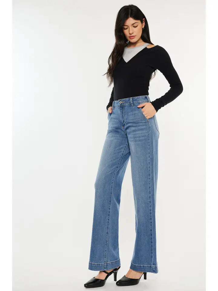 KanCan Bertha High Rise Trouser Wide Leg Jeans