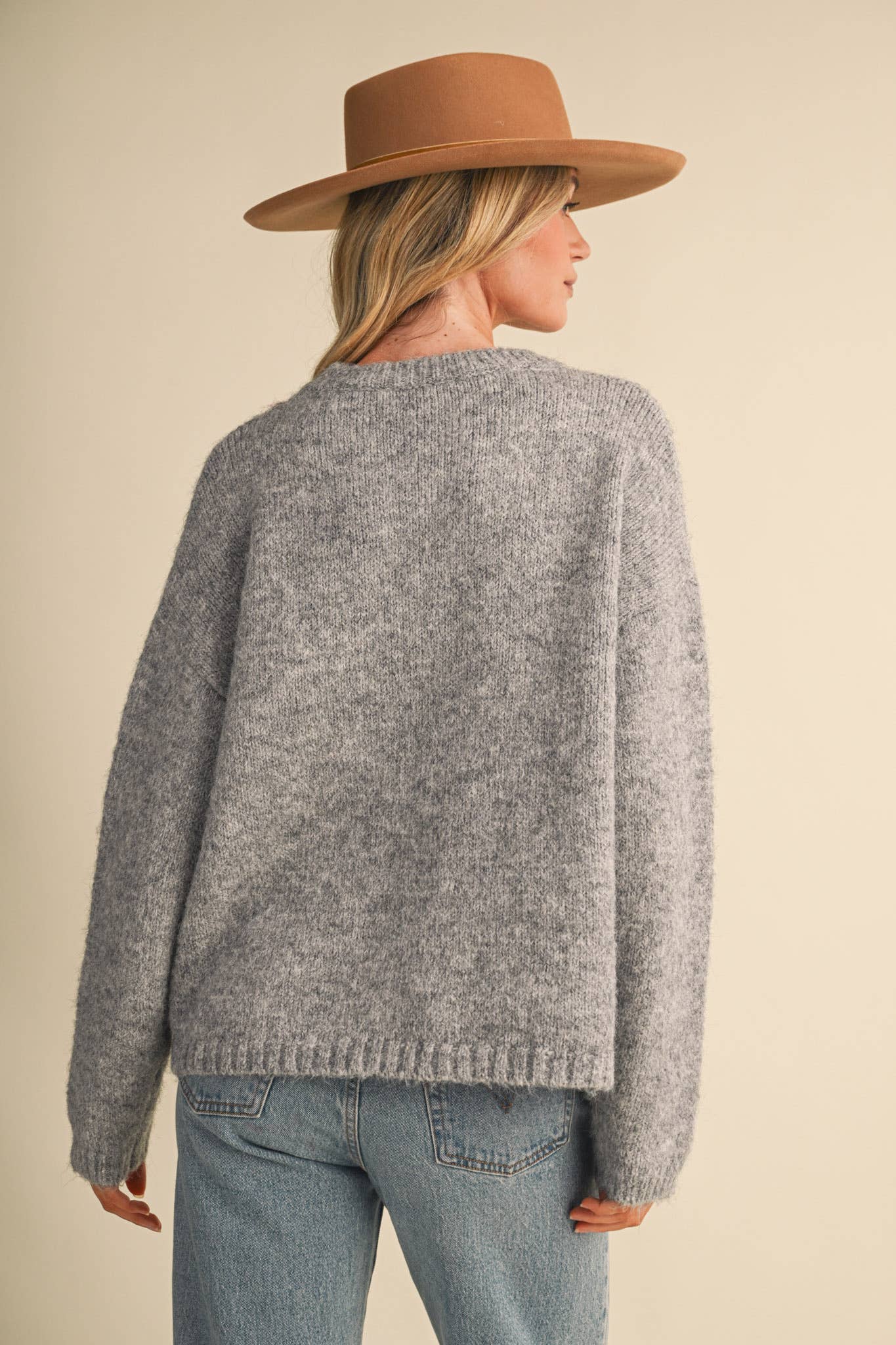 &MERCI Hand Stitched Fringe Accent Sweater