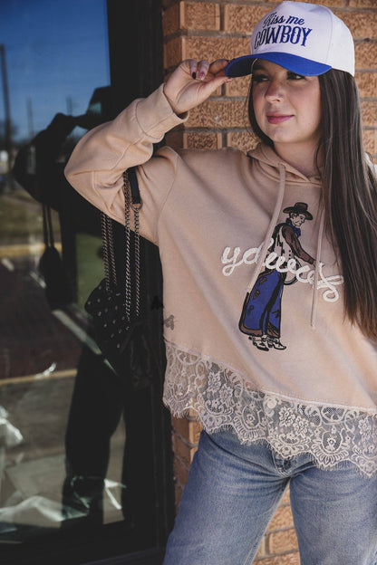 Chill Cowboy Lace Trim Hoodie