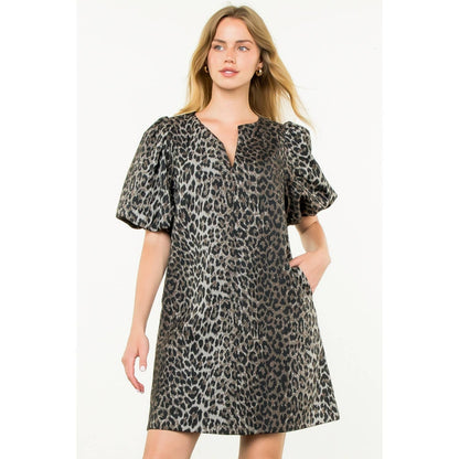 Puff Sleeve Cheetah Dress