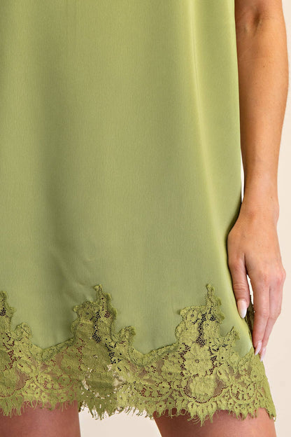 Olive Lace Satin Dress