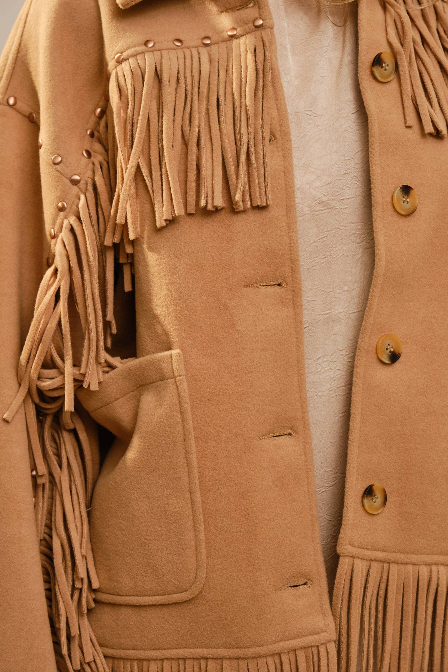 Brushed Fringe Stud Jacket
