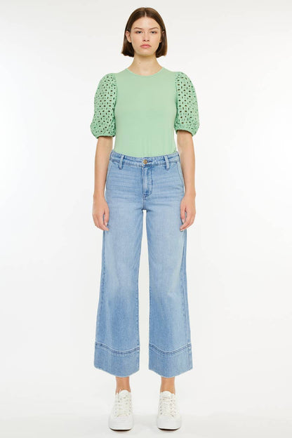 KanCan Darla High Rise Cropped Wide Leg Jeans