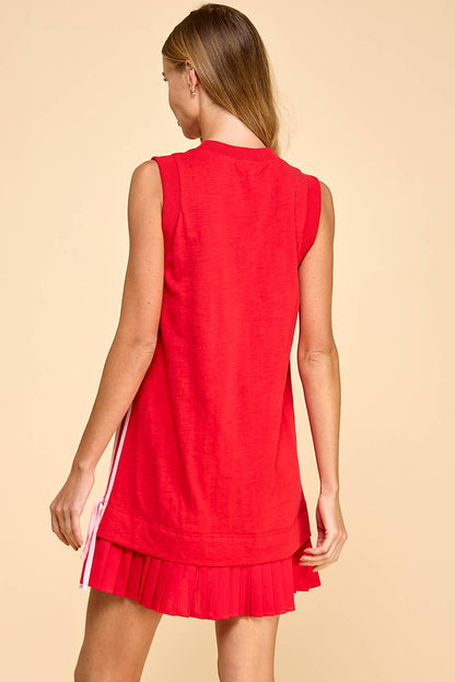 Mixed Media Side Striped Detail Knit Dress