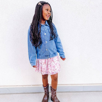Howdy Gingham Bow Patch Denim Jacket