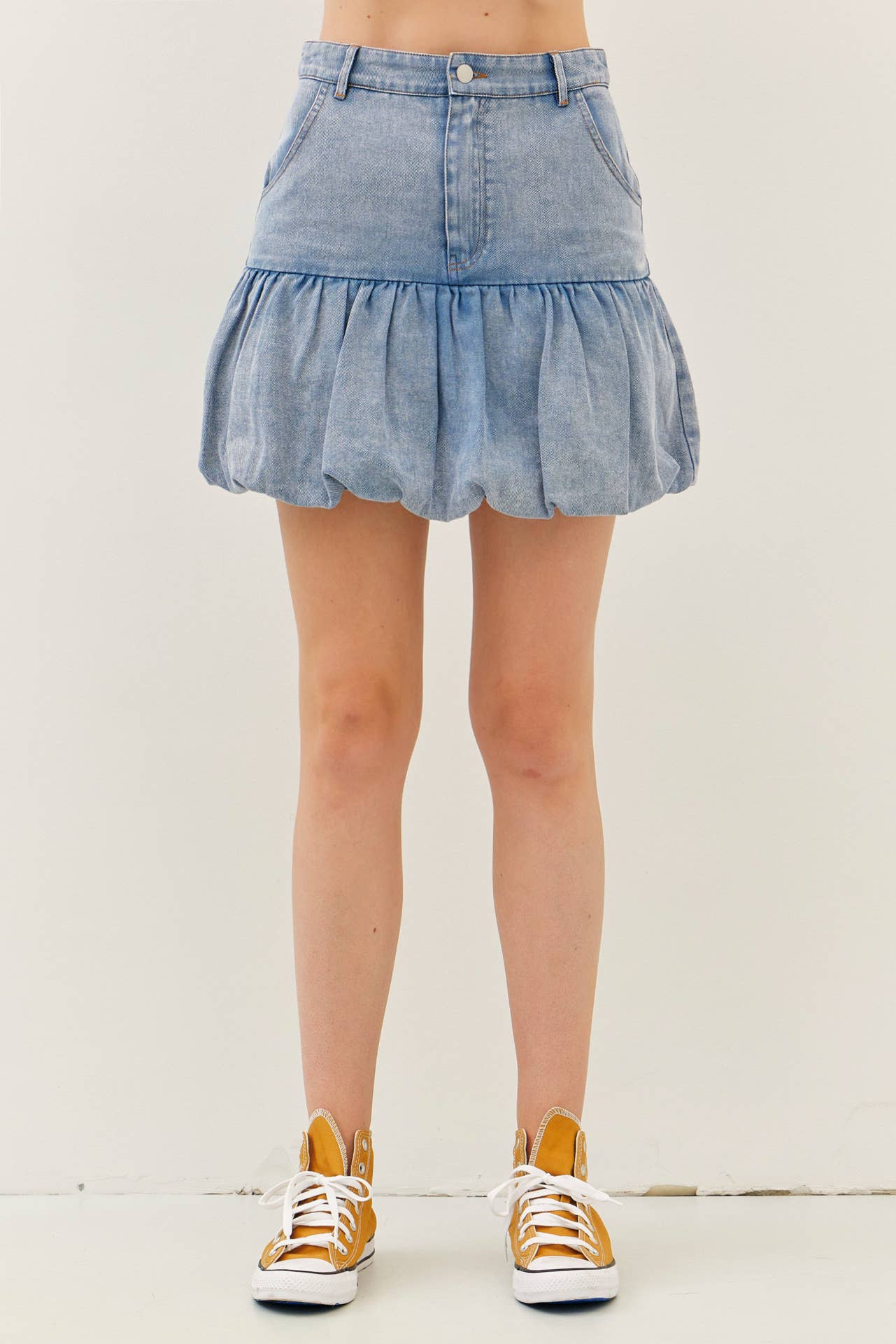 Denim Bubble Mini Skirt