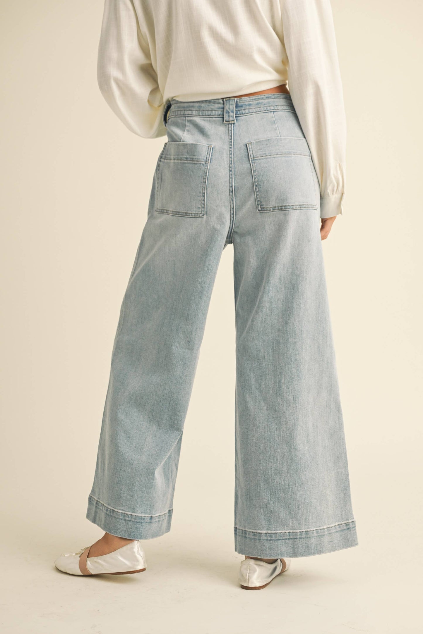 Tie Front Washed Denim Pants