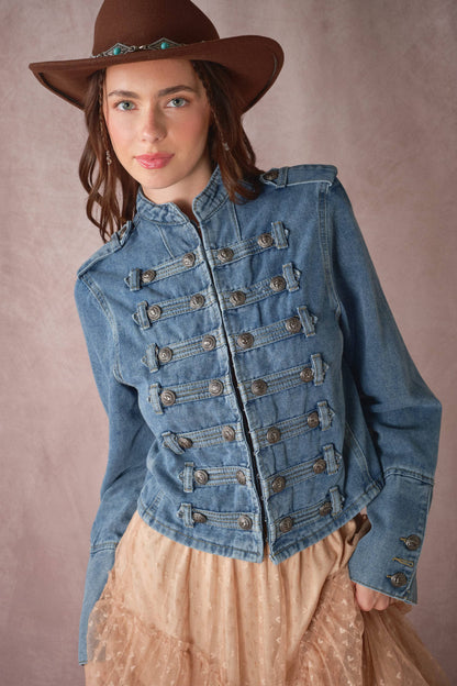 Blue B Washed Denim Napoleon Jacket