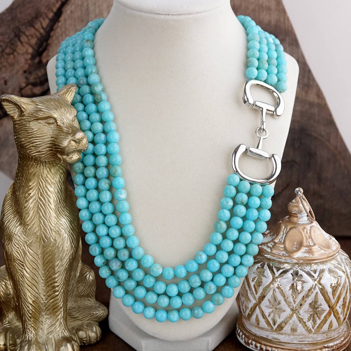 PennyLine Inc. Polished Rider – Multi-Strand Acrylic Bead Horse Bit Necklace