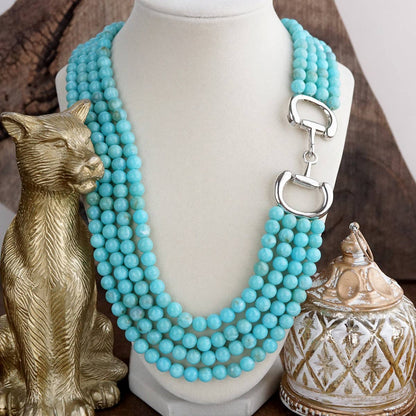 PennyLine Inc. Polished Rider – Multi-Strand Acrylic Bead Horse Bit Necklace