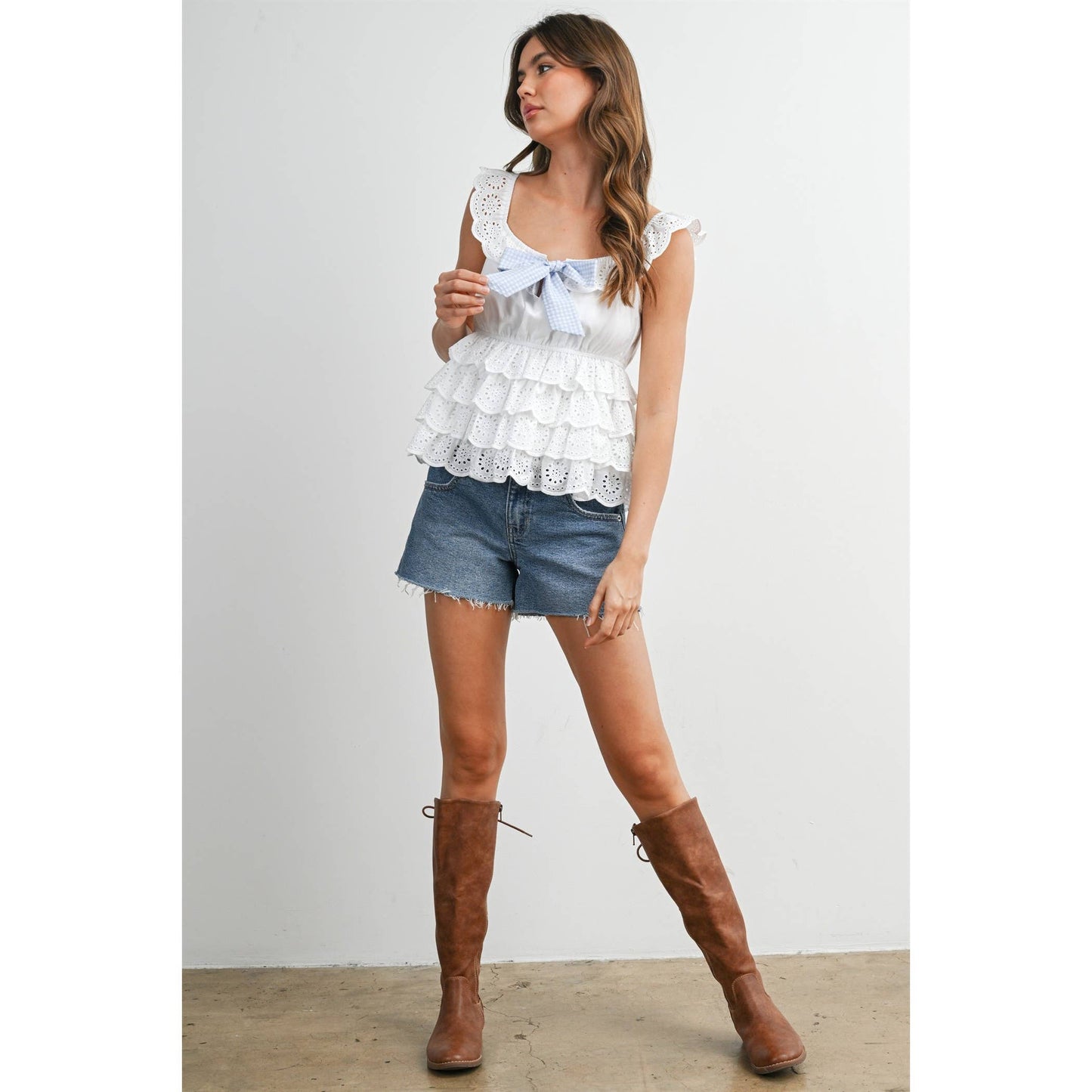 Eyelet Ruffle Layer Camisole