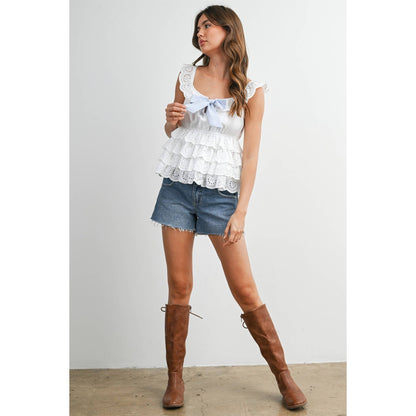 Eyelet Ruffle Layer Camisole