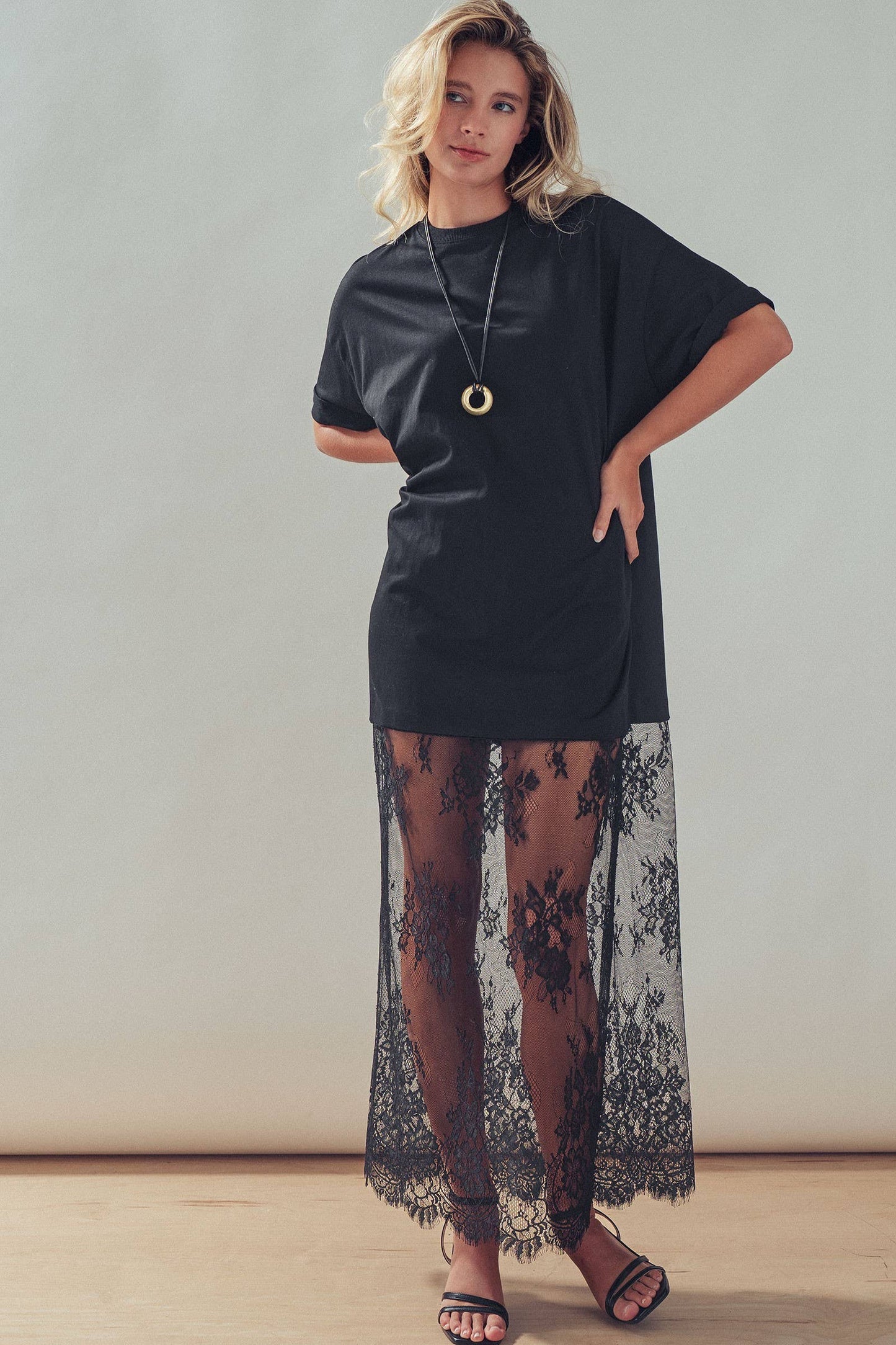 Mixed-Media T-Shirt Lacey Dress