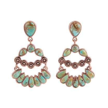 Barse Botanical Green Turquoise Statement Earrings