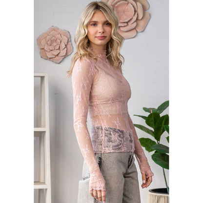 Lace Long Sleeve See Through Ivory Top