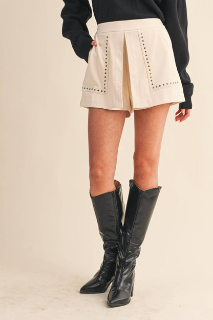 Studded High Waisted Skort
