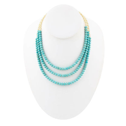 Barse Blue Turquoise Magnesite Golden Necklace