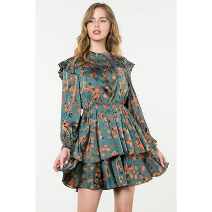 Long Sleeve Floral Tiered Dress