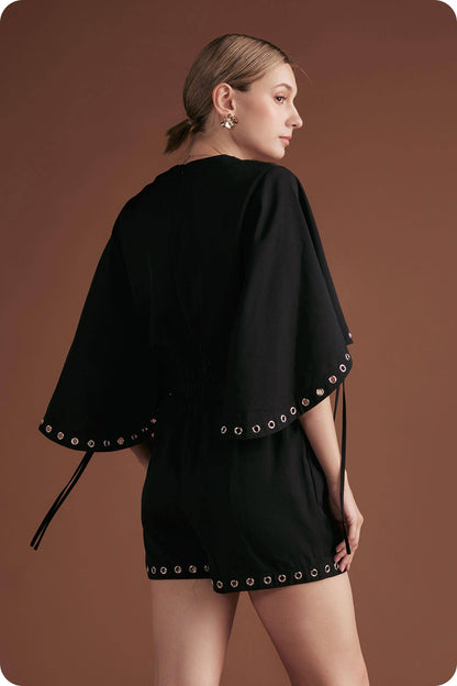 Grommet V-Neckline Romper