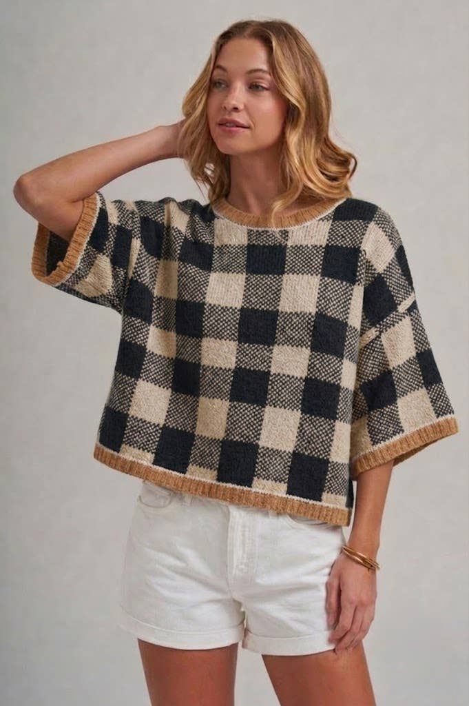 Gingham Sweater Top