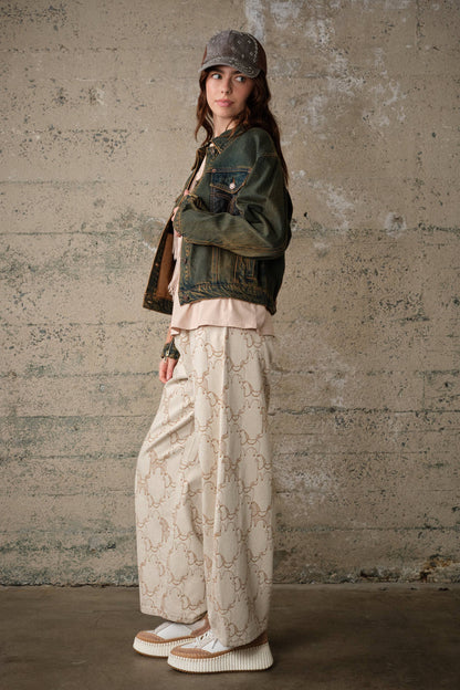 Blue B Western Print Mix Denim Jacket