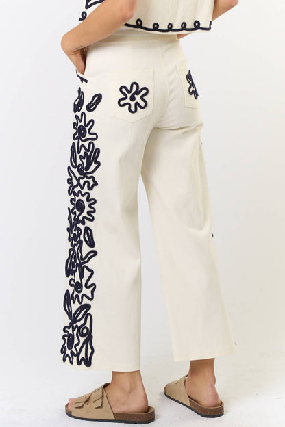 Cord Detailed Denim Pant