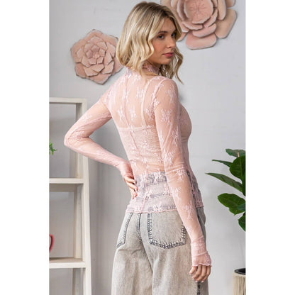 Lace Long Sleeve See Through Ivory Top
