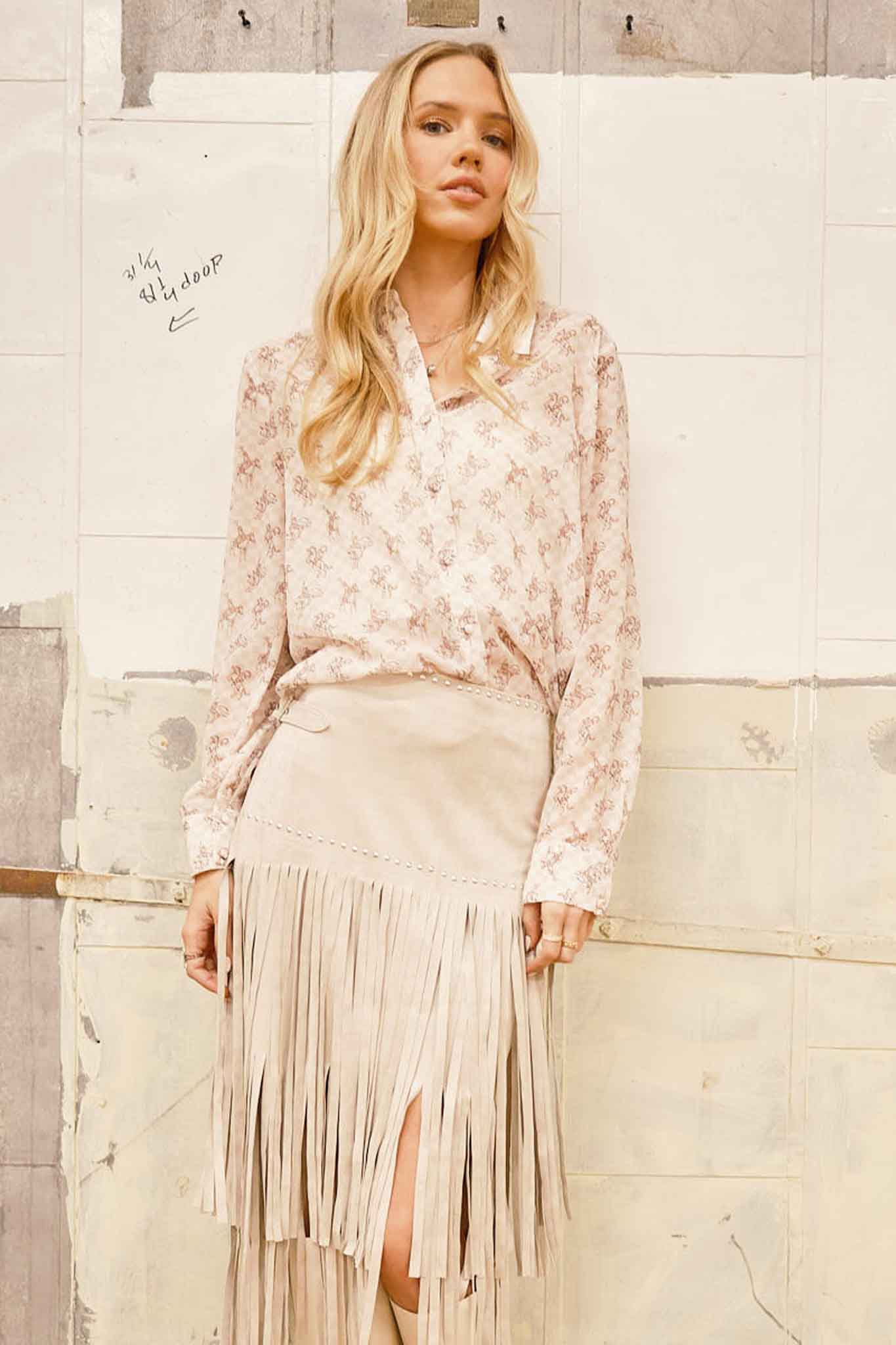 Chiffon Western Print Blouse