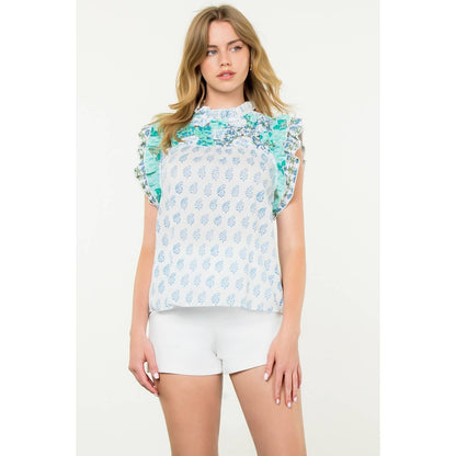 Flutter Sleeve Floral Print Top