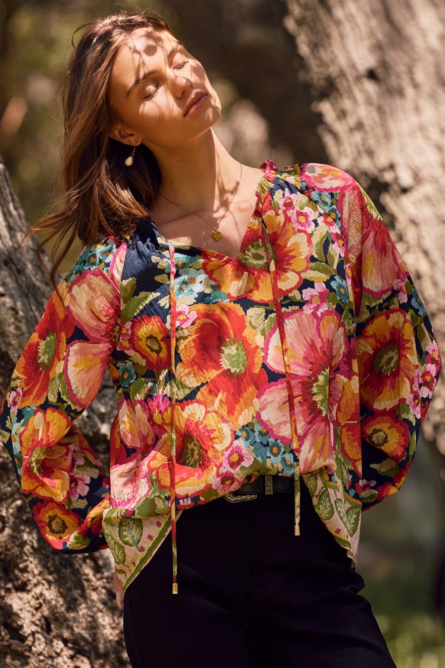 Floral Border Printed Blouse