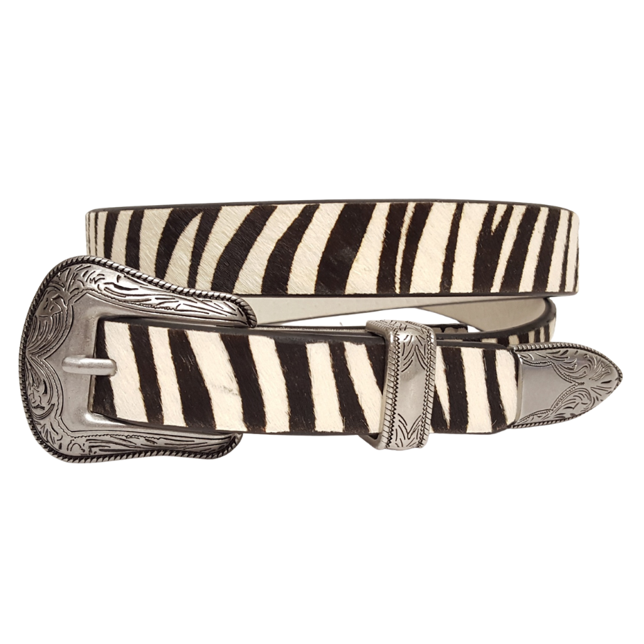 Zebra Printed Hair Leather Belt