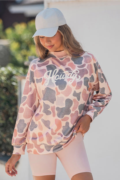 Camo Howdy Oversized Mock Neck Sweatshirt