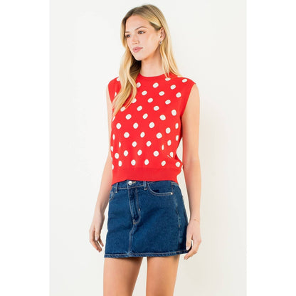 Sleeveless Polka Dot Knitted Top