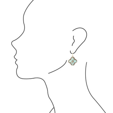 Barse Turquoise Maltese Cross Earrings