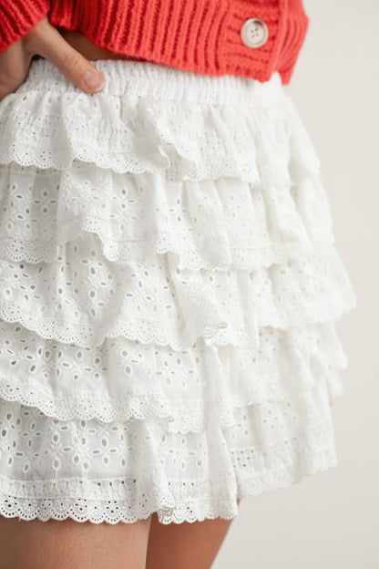 Layered Ruffled Eyelet Mini Skort