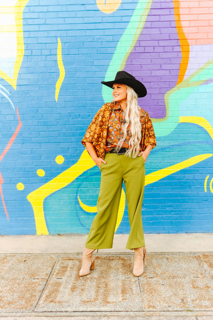 Wide Leg Green Trousers