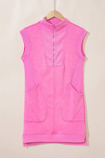Cap Sleeve Pocketed Sweatshirt Dress
