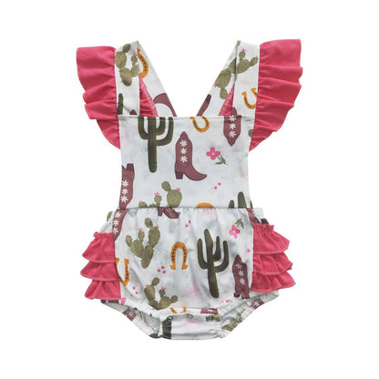 Baby Girl's Cactus Ruffles Western Romper