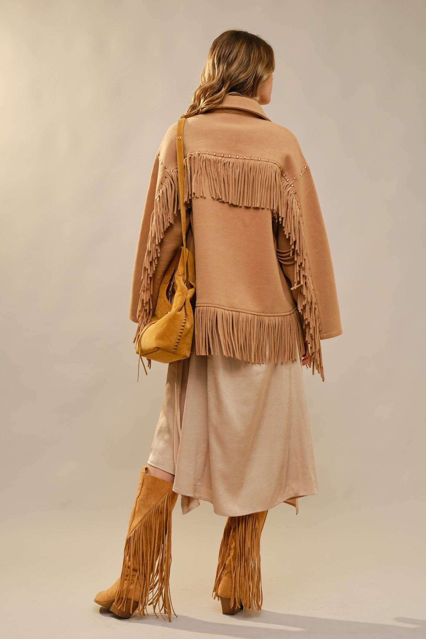 Brushed Fringe Stud Jacket