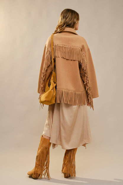Brushed Fringe Stud Jacket