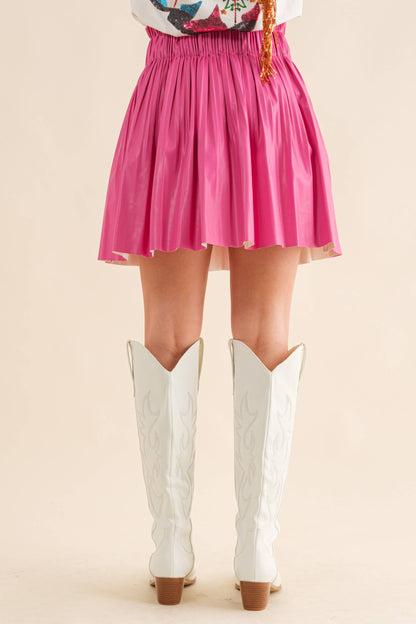 Lined Faux Leather Mini Skirt