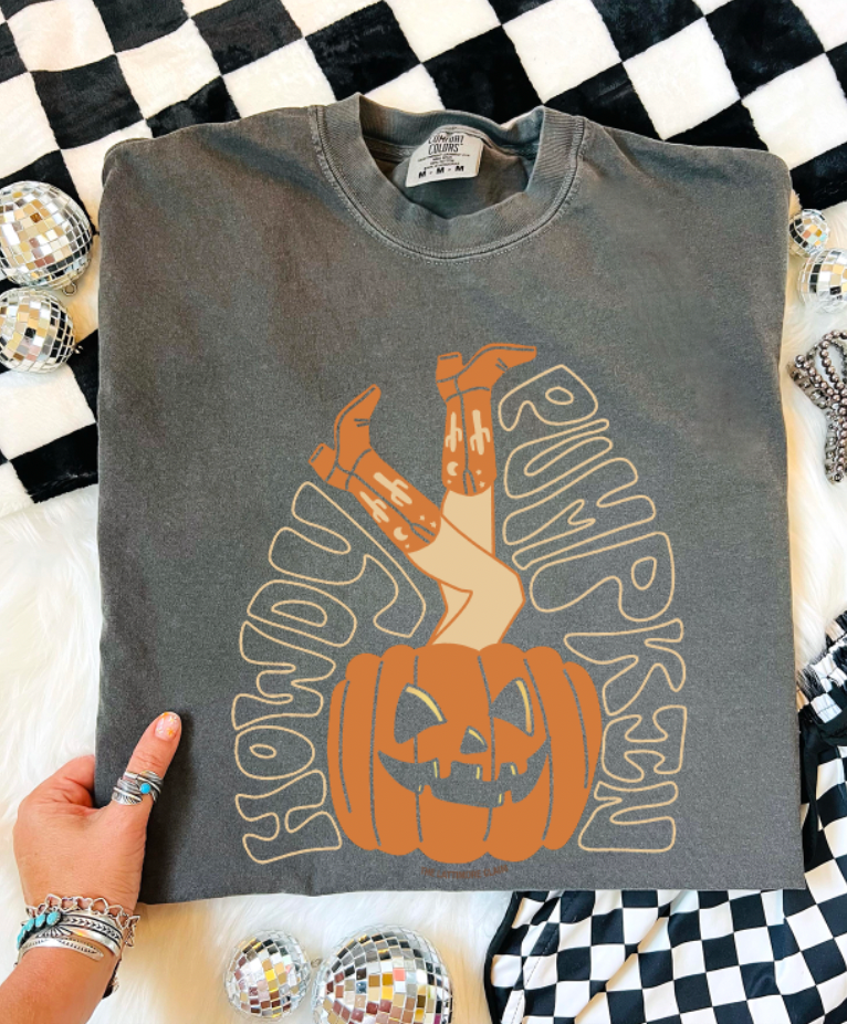 Howdy Pumpkin Cowgirl Legs T-Shirt