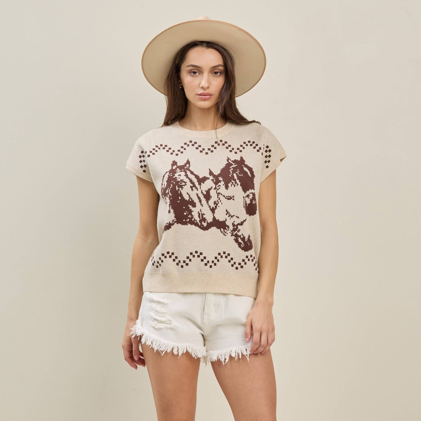 Western Horse Print Sweater
