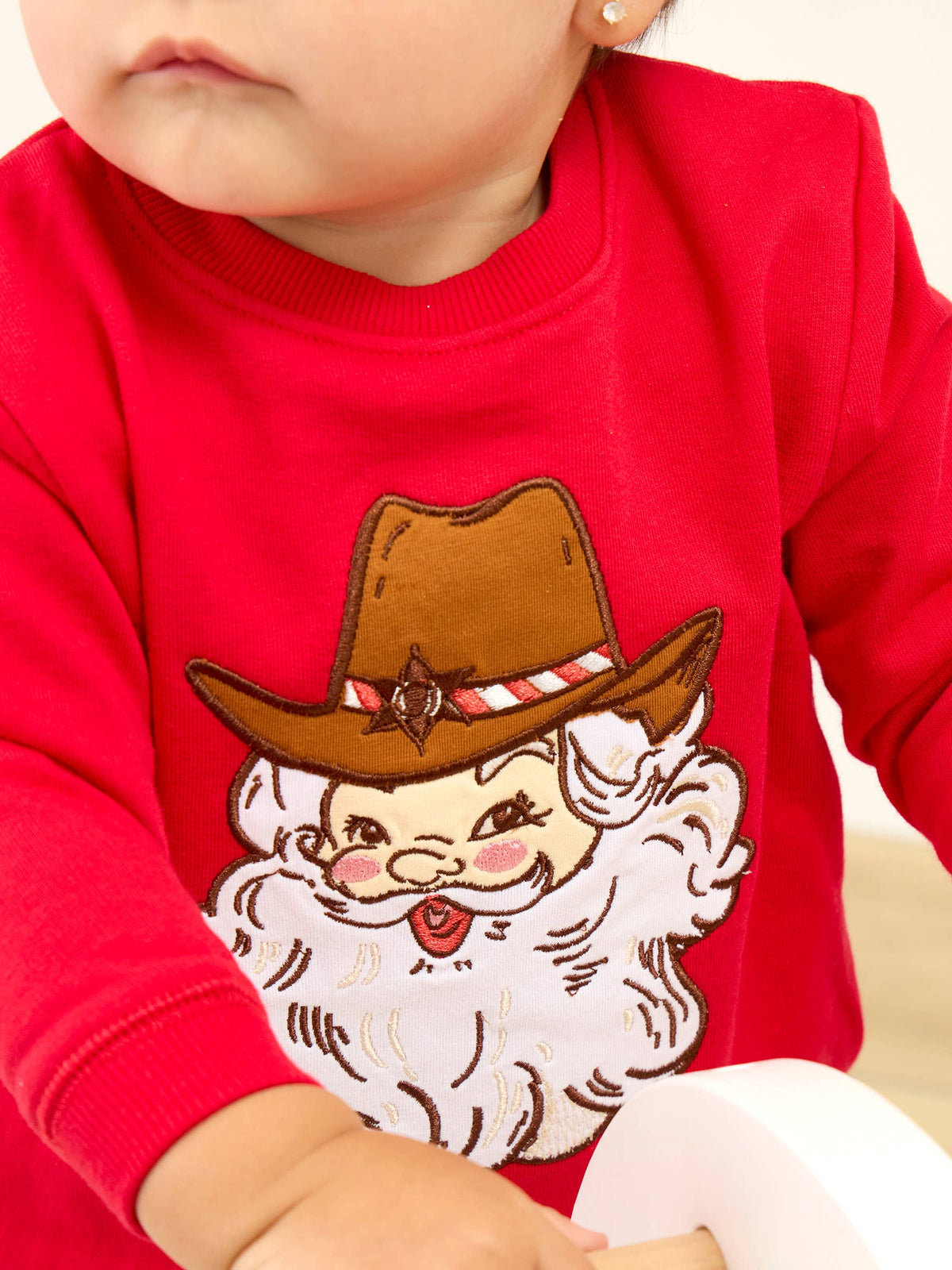 Baby Western Santa Sweatshirt Bubble Romper