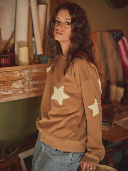 Western Textured Patchwork Sweatshirt