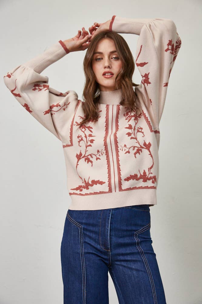 Baloon Sleeve Mock Neck Sweater