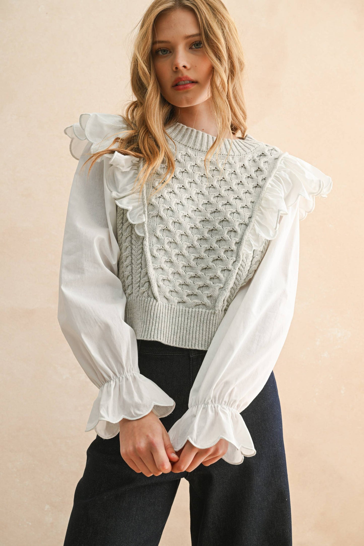 Miou Muse Ruffle Trim Sweater