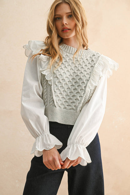 Miou Muse Ruffle Trim Sweater