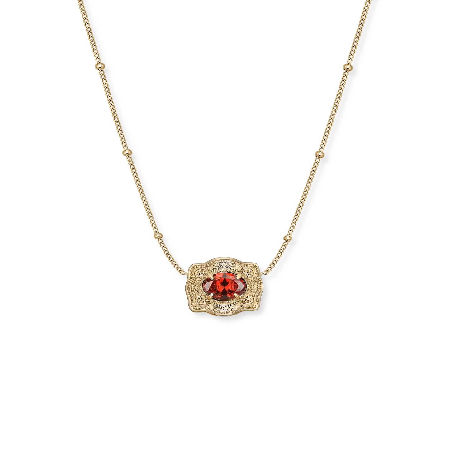 SpurWest Gold Belt Buckle Birthstone Necklace